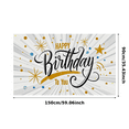 thumbnail image 3 of Gray White Striped Happy Birthday Banner with Gold Glitter Stars and Dots, Birthday Party Background Decor, Photography Props for Birthday Celebration Backdrop Decoration Party Supplies, 3 of 7