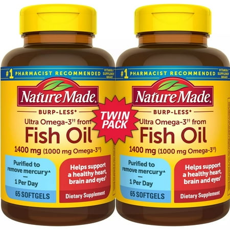Nature Made Burp-Less Fish Oil 1 200 mg Softgels for Heart Health† (150 ct.  2 pk.)