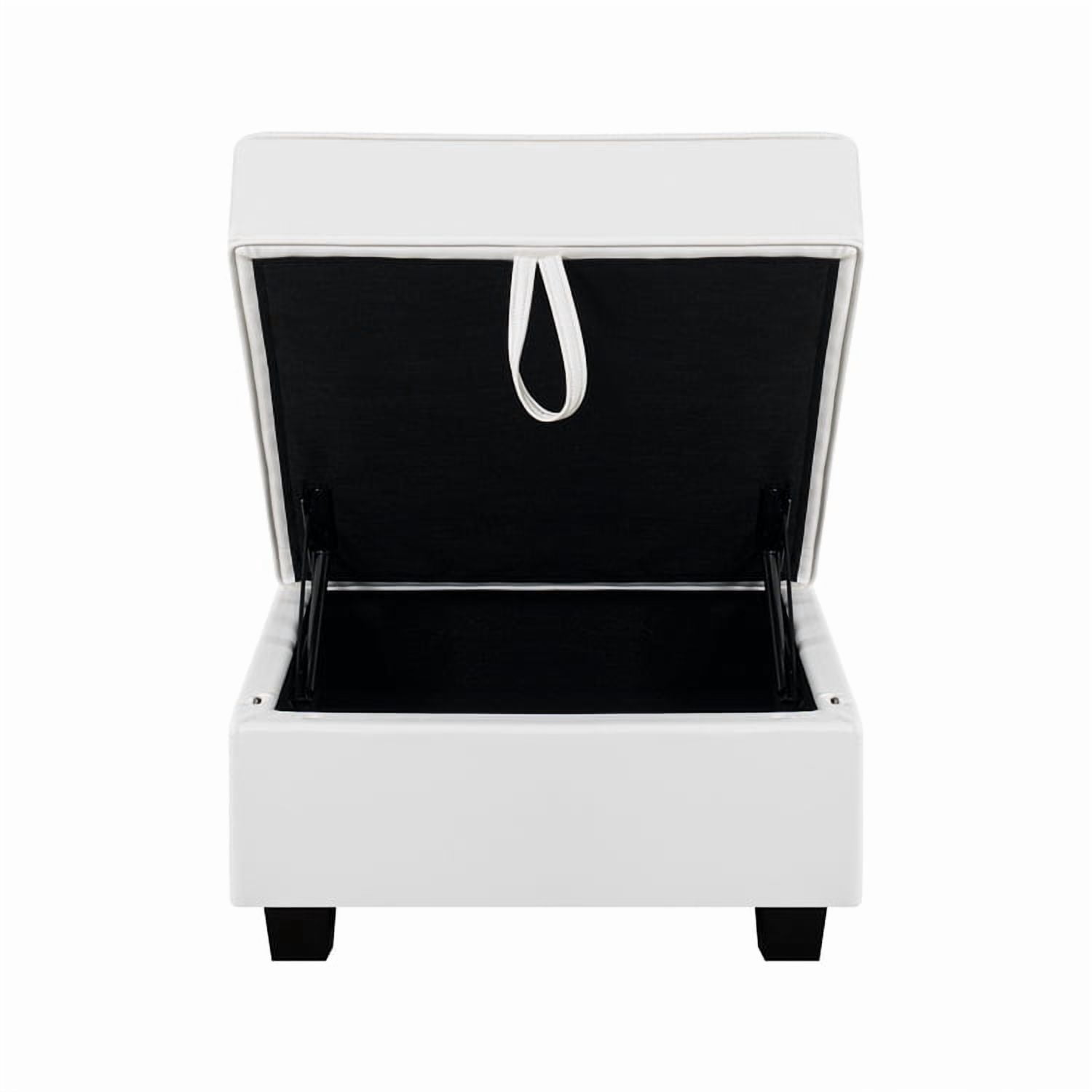 25" Square Ottoman Footstool, Ottoman with Storage for Living Room & Bedroom, Color: Bright White, Fabric: Air Leather