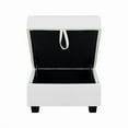 thumbnail image 6 of 25" Square Ottoman Footstool, Ottoman with Storage for Living Room & Bedroom, Color: Bright White, Fabric: Air Leather, 6 of 9