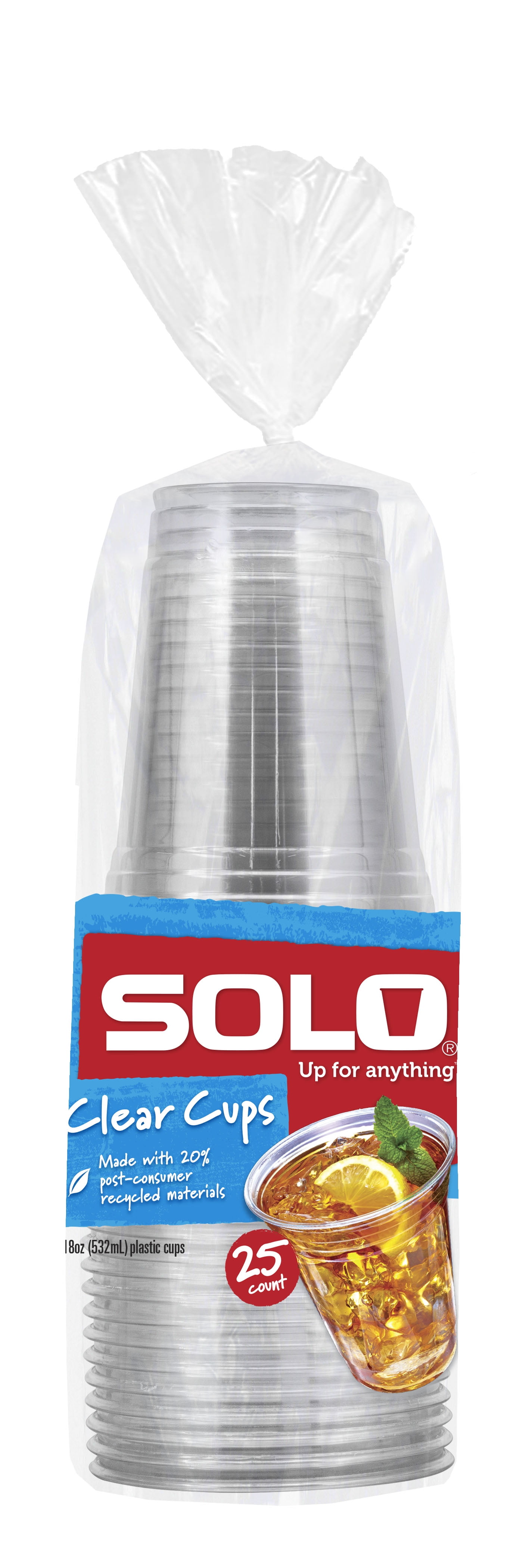 Solo Clear Plastic Cups 18oz, 25CT