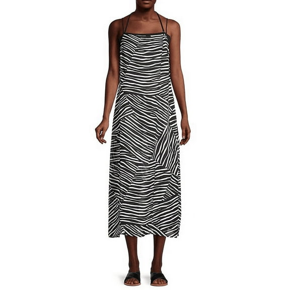 DKNY BLACK Printed Maxi Swim Cover Up Dress, US Large