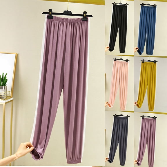 QNANSPI Pajama Pants for Women, Womens Pajama Bottoms, Womens Soft Relaxed Elastic Waist Ankle Cuff Sleep Pants