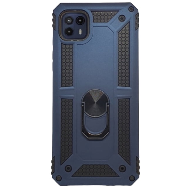 Funda Uso Rudo Con Anillo Magnético Para Motorola G50 5G Azul Marino Más 2 Micas De Cristal