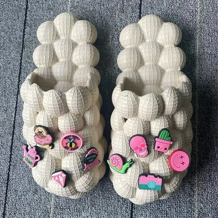 

CoCopeanut Personality DIY Summer Slides Women Outdoor Open Toe Slippers Bubble Massage Litchi Sandals Fashion Designer Sandals Men Clogs