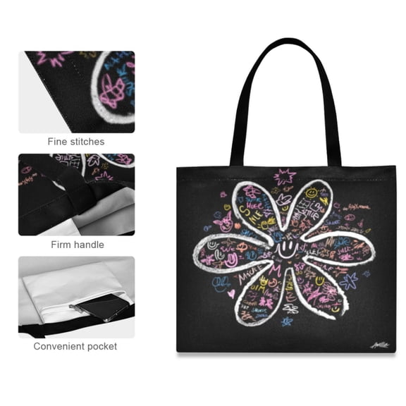 Canvas Tote Bag for Women Girls Design Print Flower Of Fun Totes
