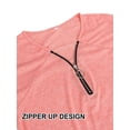thumbnail image 6 of LAVA Women V Neck Summer Tops Business Casual Zipper Shirts Short Sleeve Blouses (Pink, M), 6 of 9