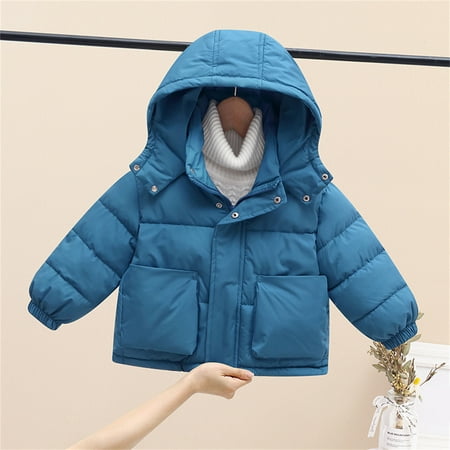 

Spazoro Toddler Girls Boys Hoodies Jackets Hooded Outwear Windproof Fall And Winter Warm Coats For Kids Boys Girls Blue