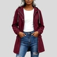 thumbnail image 2 of justHIGH Lined Light Rain Jacket Women Packable Long Raincoat with Hood Drawstring Waisted Waterproof Windbreaker Lightweight Outdoor Trench Coat Wine,S, 2 of 7