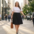 thumbnail image 3 of Agnes Orinda Women's Plus Size Skirt Casual Knee a Line Faux Suede Skirts, 3 of 8