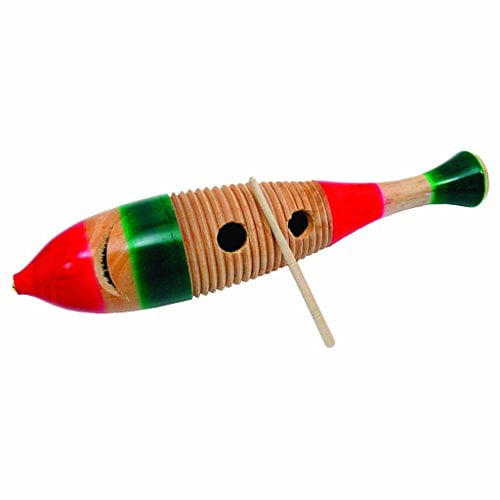 Hand Painted Medium Sized Guiro with Wooden Striker
