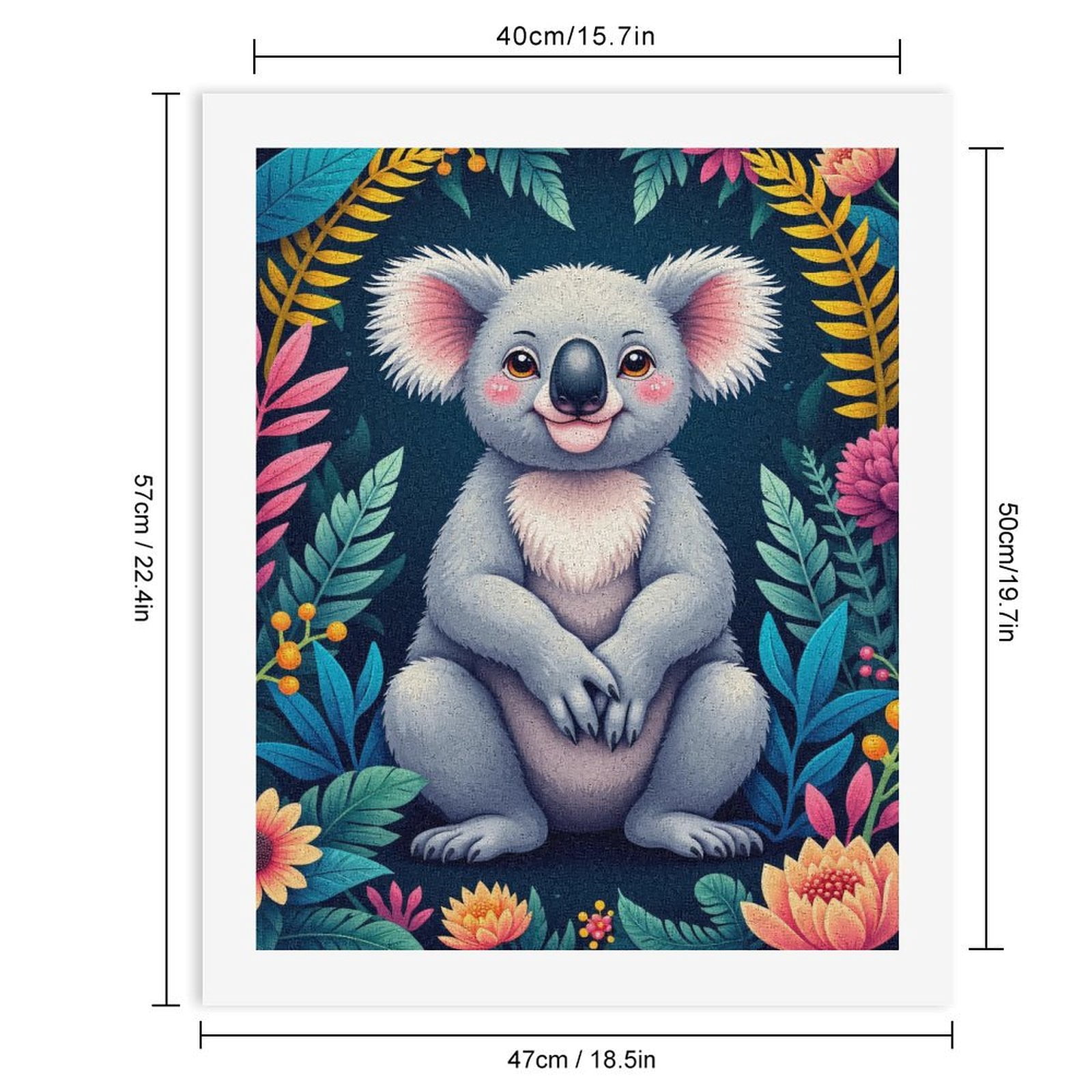 Paint By Numbers Kit for Adults Beginner - DIY Koala Jungle Floral Whimsical Art Canvas Painting Kits for Adults, Frameless Paint By Number for Adults for Home Wall Decor 16x20 Inch