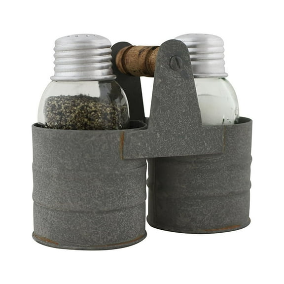 Farmhouse Mason Jar Salt Pepper Shaker Set Rustic Condiment Holder Caddy