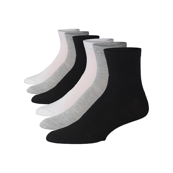 JAMES FIALLO Men's 6-Pack Premium Polyester Quarter Socks - Classic Breathable Comfort for Daily Wear