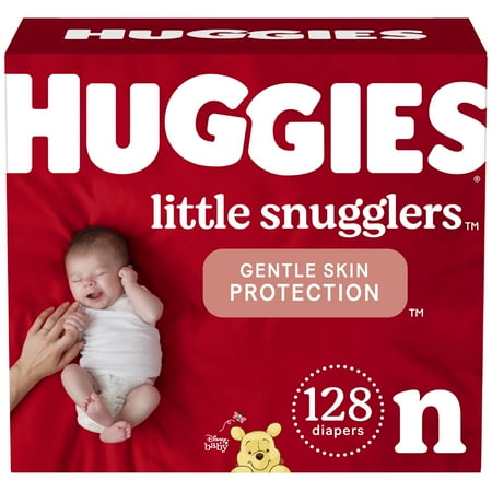 Huggies Little Snugglers Baby Diapers, Size Newborn, 128 Ct