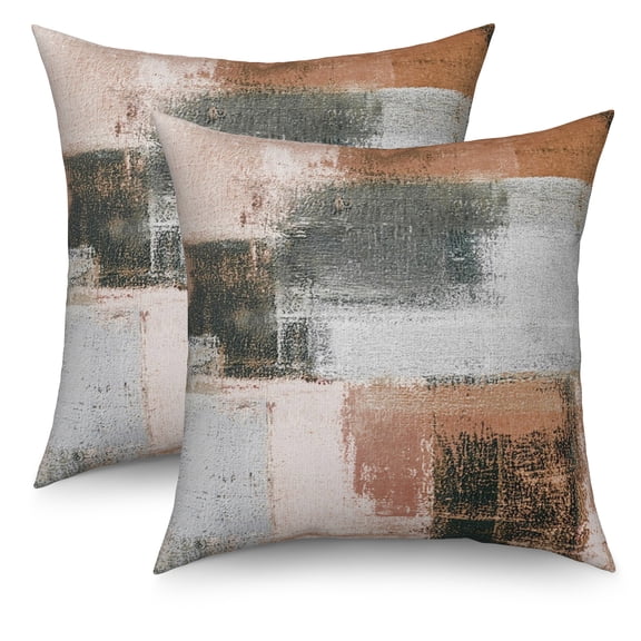 Brown and Grey Abstract Throw Pillow Covers 18x18 Set of 2,Modern Decorative Pillow Cases for Bedroom Sofa Couch