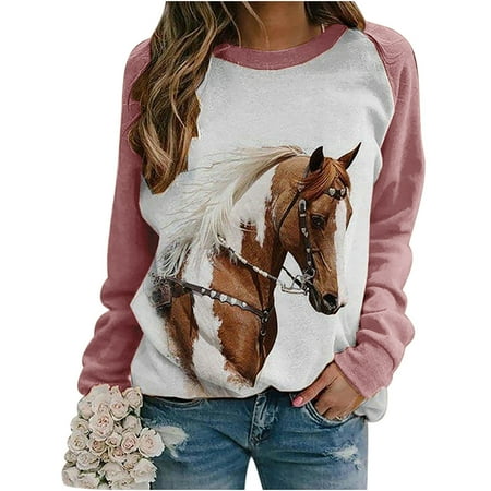 

Aueoeo Sweatshirt for Women Sweatshirt for Teen Girls Women s Fashion Printed Loose T-Shirt Long Sleeves Blouse Round Neck Casual Tops Sweatshirt Hoodies