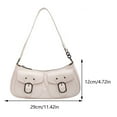 thumbnail image 2 of Yucurem Women Retro Commuting Bag Double Pockets Pu Leather Chic Hobo Bag (Beige) Fashion shoulder bag (Beige), 2 of 10
