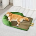 thumbnail image 4 of Tapis pour Animaux Semi-Circulaire avec Poignée Design Détachable Lavable pour Lit Confortable pour Chien et Chat, 4 of 5