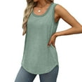 thumbnail image 4 of CHGBMOK Womens Tank Tops Summer Loose Sleeveless Tops Ribbed Trim Scoop Neck Curved Hem, 4 of 9