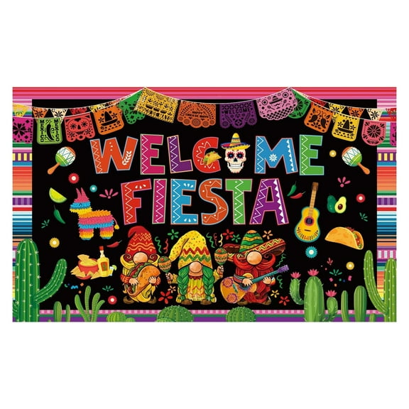 pdqouc Fashion May 5th Carnival Background Cloth Decor Banner 70.8*43.3 Inch Mexican Birthday Party Background Colorful Flag Hanging Wall Decorations
