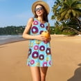 thumbnail image 3 of Vsdgher Robes d'Été Imprimé Donuts pour Femmes Robe de Plage Décontractée Col en U Sans Manches Robe d'Été Ample avec Poche, 3 of 7