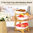 thumbnail image 7 of 3-Tier Fruit Bowl with Stand, Plastic Fruit Bowls with Bamboo Stand, 3-Tier Fruit Serving Tray Set, Large Fruit Basket for Kitchen, Oval Serving Bowls with Wood Rack for Desserts, Sushi, Candies, 7 of 7