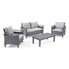 GDF Studio Velthur Outdoor 4 Seater Chat Set with Coffee Table, Dark Gray and Gray