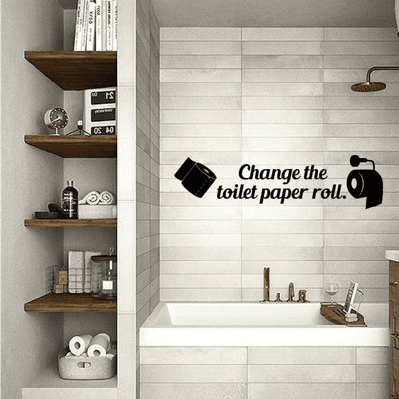 Change The Toilet Paper Roll - Bathroom Rules Toilet Rules Vinyl Wall Art Sticker Decal Home Bathroom Rest Room Comfort Room Signage Ladies Gentlemen Toilet Room Wall Design Reminder Size (8x20 inch)