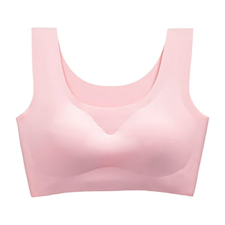

ZMHEGW Bralettes for Women 1 Wire-Free Bralettes Solid Print Pink Xxl
