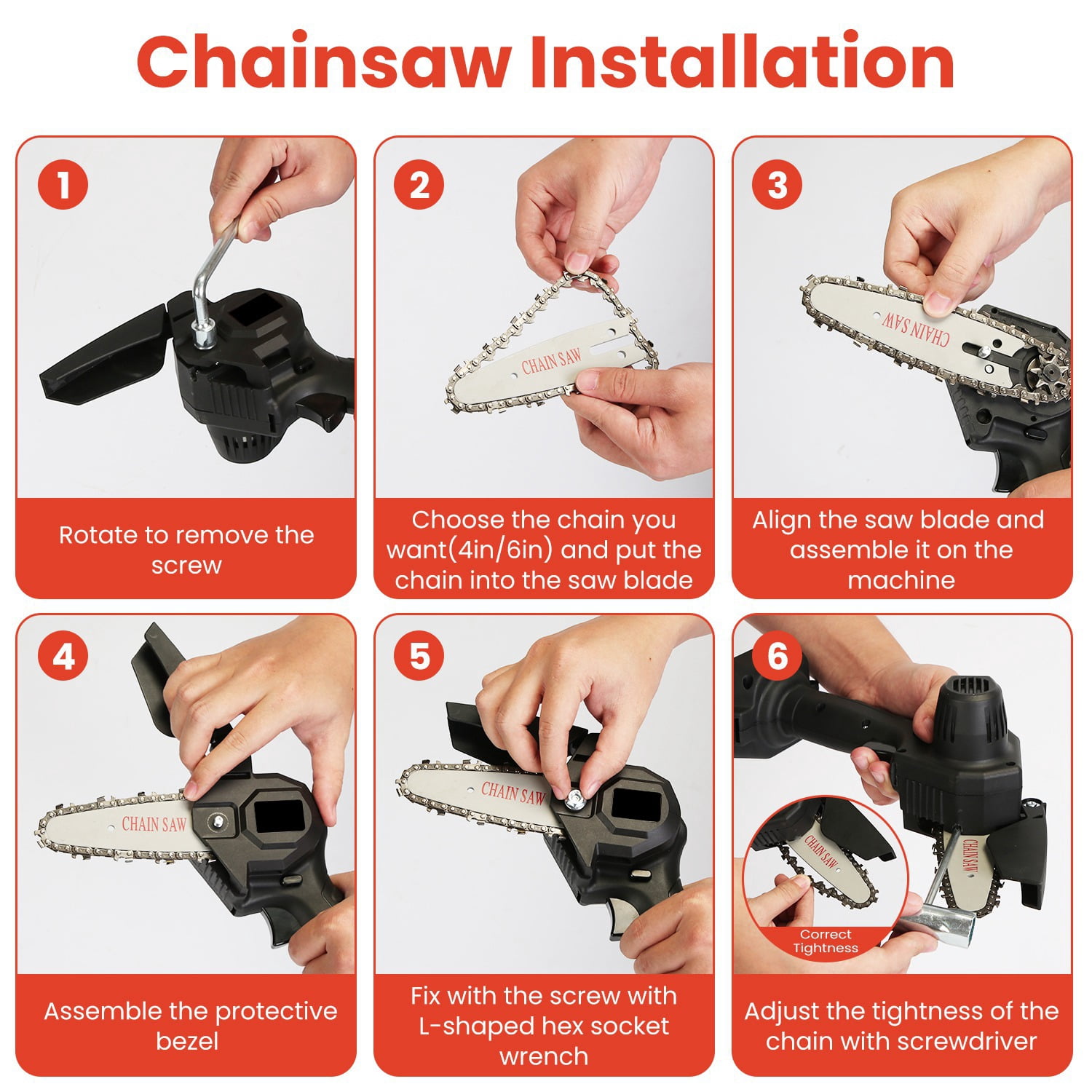 Moclever 3 in 1 Cordless Electric Pole Saw & Mini Chainsaw & Grass Trimmer Kit Adjustable Length with 2Pcs 21V 1500mAh Batteries 4in/6in Chains Saw Blade 5Pcs Plastic Blades, Black