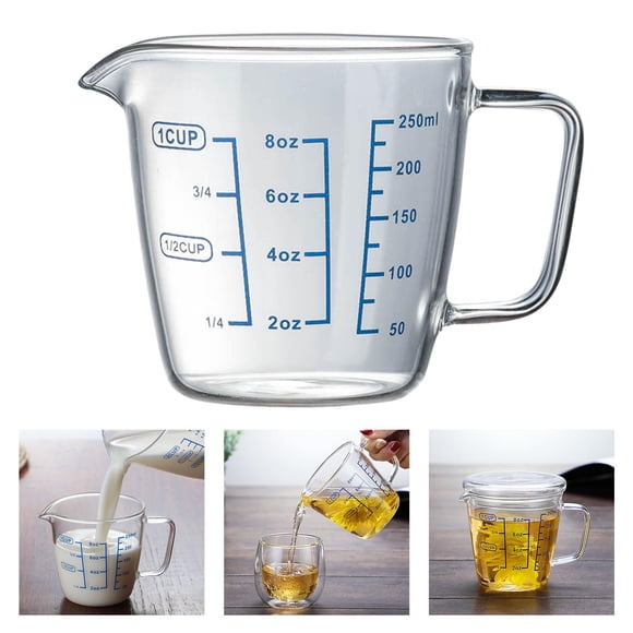 Jarra Medidora Macarena Taza de Medir 250/500ml Vidrio Transparente 10x8.5x6cm