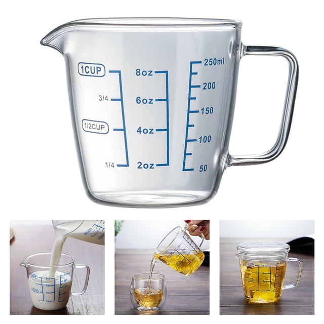 Jarra Medidora Macarena Taza de Medir 250/500ml Vidrio Transparente 10x8.5x6cm