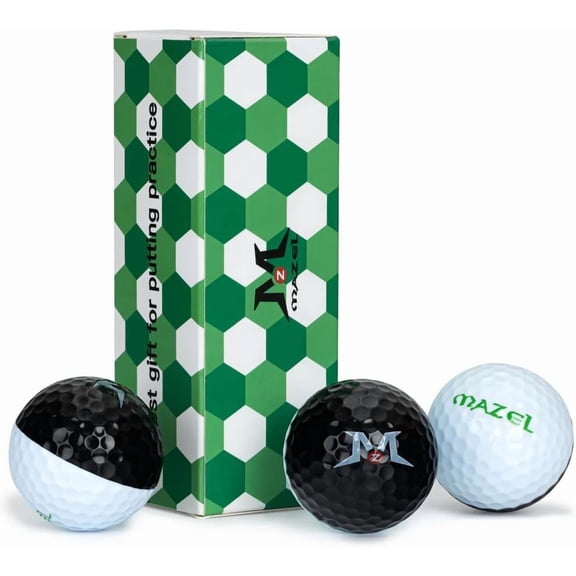 MAZEL Golf Practice Putting Ball,Golf Training Aid for Putting Green/Mat,Golf Putting Accuracy Trainer with Instant Feedback (Black-White Ball,3PCS)