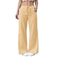 thumbnail image 2 of Delayuji Striped Linen Pants for Women Wide Leg Pant Elastic Waist Lightweight Casual Pants Trousers Streestwear, 2 of 5
