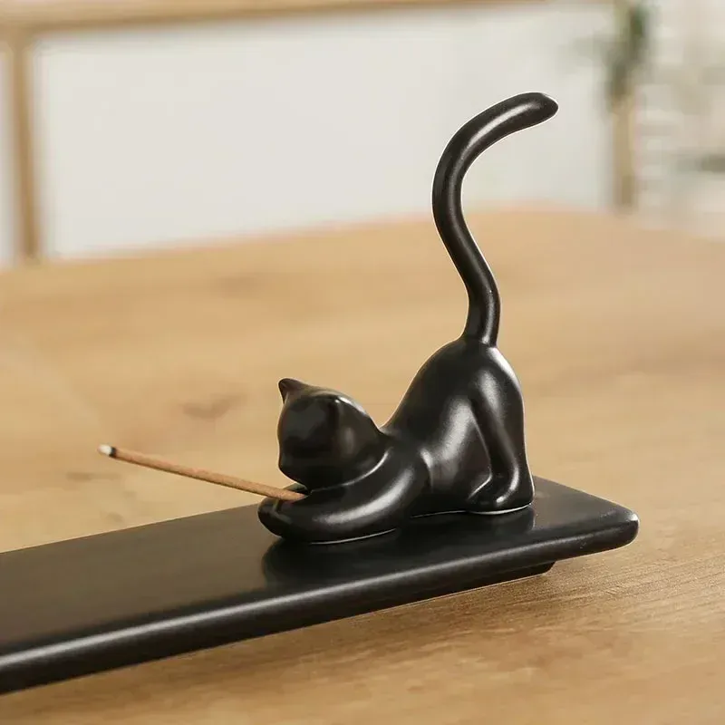 1pc,Home Decor Incense Burner Cute Cat Lovely Rabbit Incense Stick Holder Ceramic Handicraft  Friend Gifts- Without Incense
