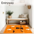 thumbnail image 3 of ODIKA 5'x7' Machine Washable Non-Slip Area Rug, Whimsical Feline Halloween Spooky Porch High Traffic Rug, Orange, 100291, 3 of 7