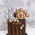 thumbnail image 4 of 20 piezas adorno para tarta, bola dorada y plateada, pastel de feliz cumpleaños, 4 of 4