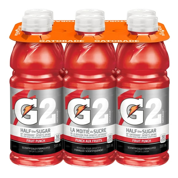 Gatorade G2 Fruit Punch Sports Drink 6 x 591 mL, Bottles, 6x591mL