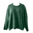 thumbnail image 3 of Gibobby SuéTer De Invierno Para Mujer Suéter informal holgado para mujer, cuello redondo, manga larga, color sólido, tejido de punto(Verde,CH), 3 of 4