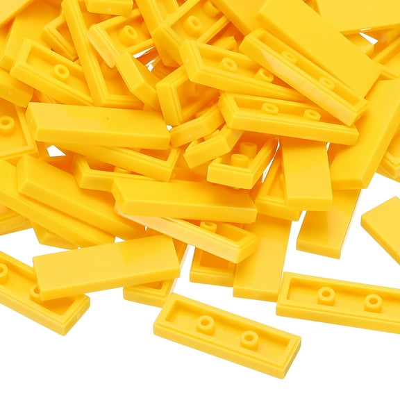Uxcell 122Pcs Flat Blocks Bulk, 1x3 Square Yellow Classic Tiles Smooth Surface Mini Building Blocks Accessories Compatible Bricks Kits for Building Floor Walls Mosaic Pixel Arts