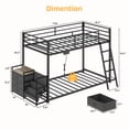 thumbnail image 4 of Zimtown Twin Over Twin Bunk Bed with 3 Storage Drawers, Metal Low Profile Bunk Bed Frame with LED Lights, Charging Station, Black, 4 of 9
