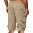 thumbnail image 5 of Mlqidk Summer Shorts for Men Big and Tall Elastic Waist Plus Size Cargo Shorts Work Stretch Knee Length Shorts Summer Solid Color Pant with Pockets Khaki 2XL, 5 of 5