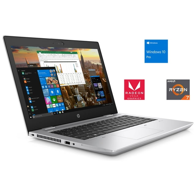 HP ProBook 645 G4 Notebook, 14" HD, AMD Quad-Core Ryzen 7 2700U Upto 3.8GHz, 8GB RAM, 2TB SSD, Radeon RX Vega 10, VGA, HDMI, Card Reader, Backlit Keyboard, Wi-Fi, BT, Windows 10 Pro
