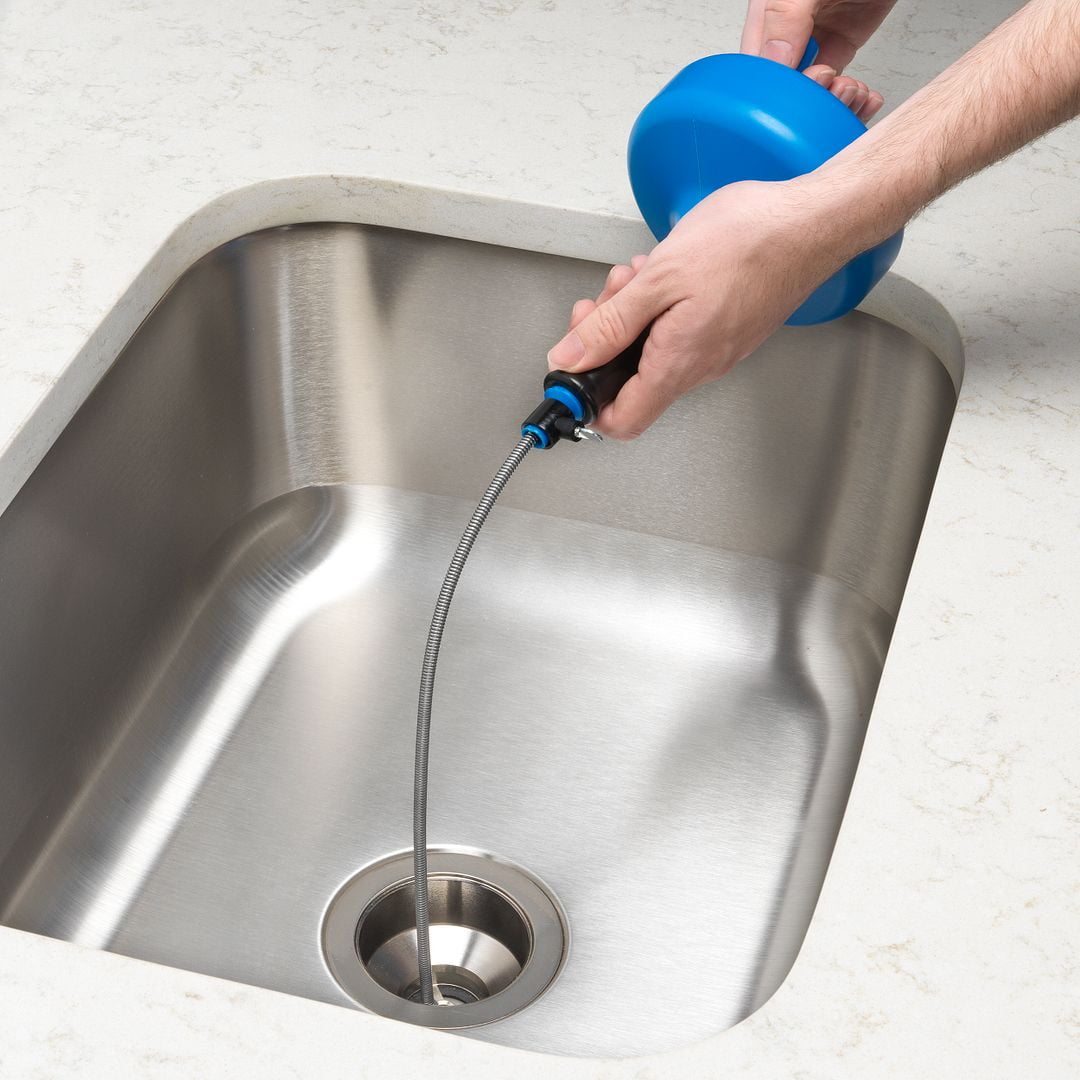 Plumb Craft 1/4 in. x 15 ft. Handheld Drain Snake Auger with Plastic Drum and Cable, Manual Crank