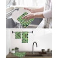 thumbnail image 5 of Saint Patrick's Day Kitchen Dish Towels for Drying Dishes Set of 3, Vintage Green Plaid Lucky Clovers Waffle Weave Microfiber Hand Tea Bathroom Towels Quick Dry & Absorbent Towel 15.7x23.6, 5 of 7