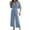 Blue, variant on TrendOFT One Piece Jumpsuit For Women Dressy Elegant V Neck Short Sleeve Solid Trendy Wide Leg Womens Rompers One Piece Overalls Red S