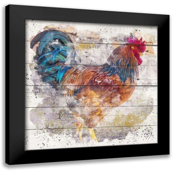Allen, Kimberly 12x12 Black Modern Framed Museum Art Print Titled - Rooster 1
