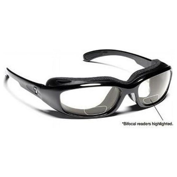 7eye 160540F Churada Sharp View Clear Plus 2.50 Reader Sunglasses- Glossy Black - Small & Medium