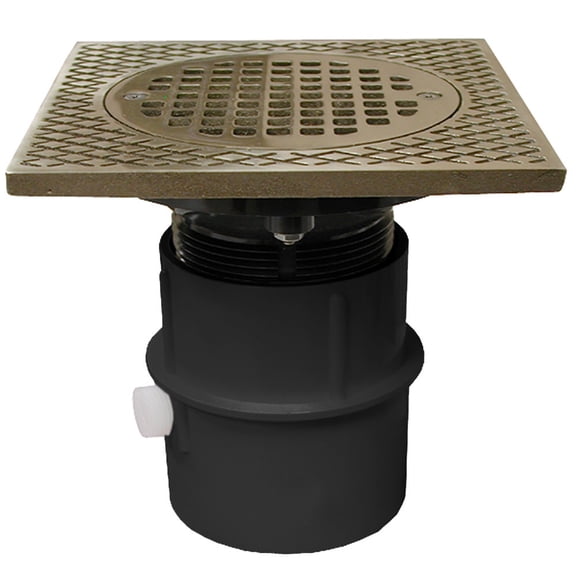 3" Over Pipe Fit Drain Base with 3" Plastic Spud 5" Nickel Bronze Strainer PVC,P